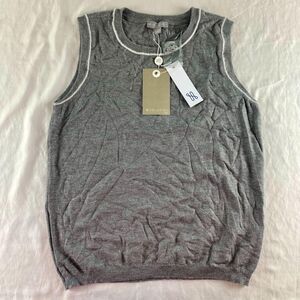 NWT Super Soft Gray White Trim Sweater Vest Top Evolution Size S